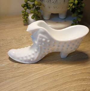 Fenton Hobnail Milk Glass Shoe